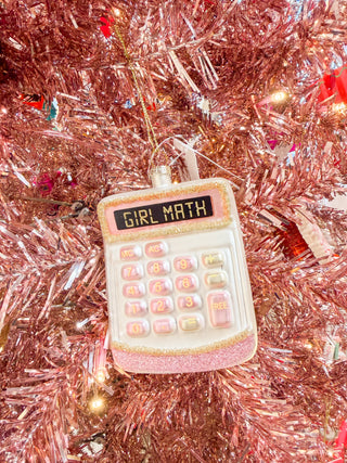 Girl Math Calculator Glass Ornament