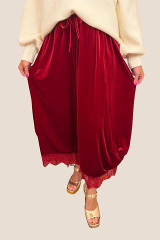 Velvet Flowy Wide Balloon Leg Pant