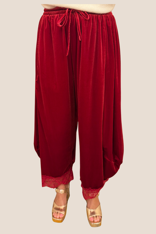 Velvet Flowy Wide Balloon Leg Pant