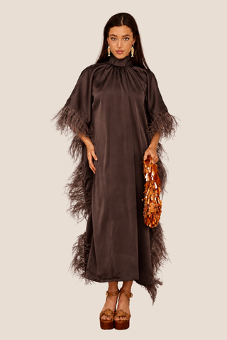 Adina Brown Feather Dress