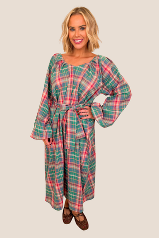 Betsy Plaid Long-Sleeve Dress
