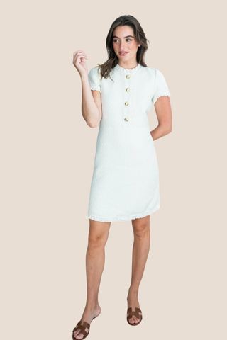 Ruffle Neck Shift Dress