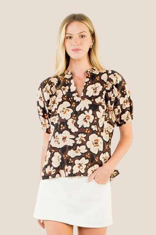 V-Neck Ruffled Floral Top