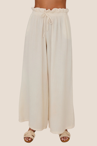 Cotton Gauze Drawstring Pants