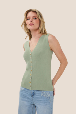 Sleeveless Soft Green Knit Tank