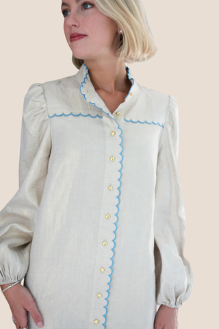 Long Sleeve Scalloped Shift Dress